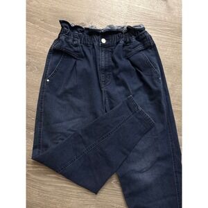 Vintage America Women's Dark Wash Paperbag Waist Jeans Size 10 Pleated Front